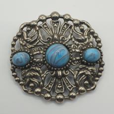 JEWELCRAFT CREATIONS, TURQUOISE AND SILVER BROOCH